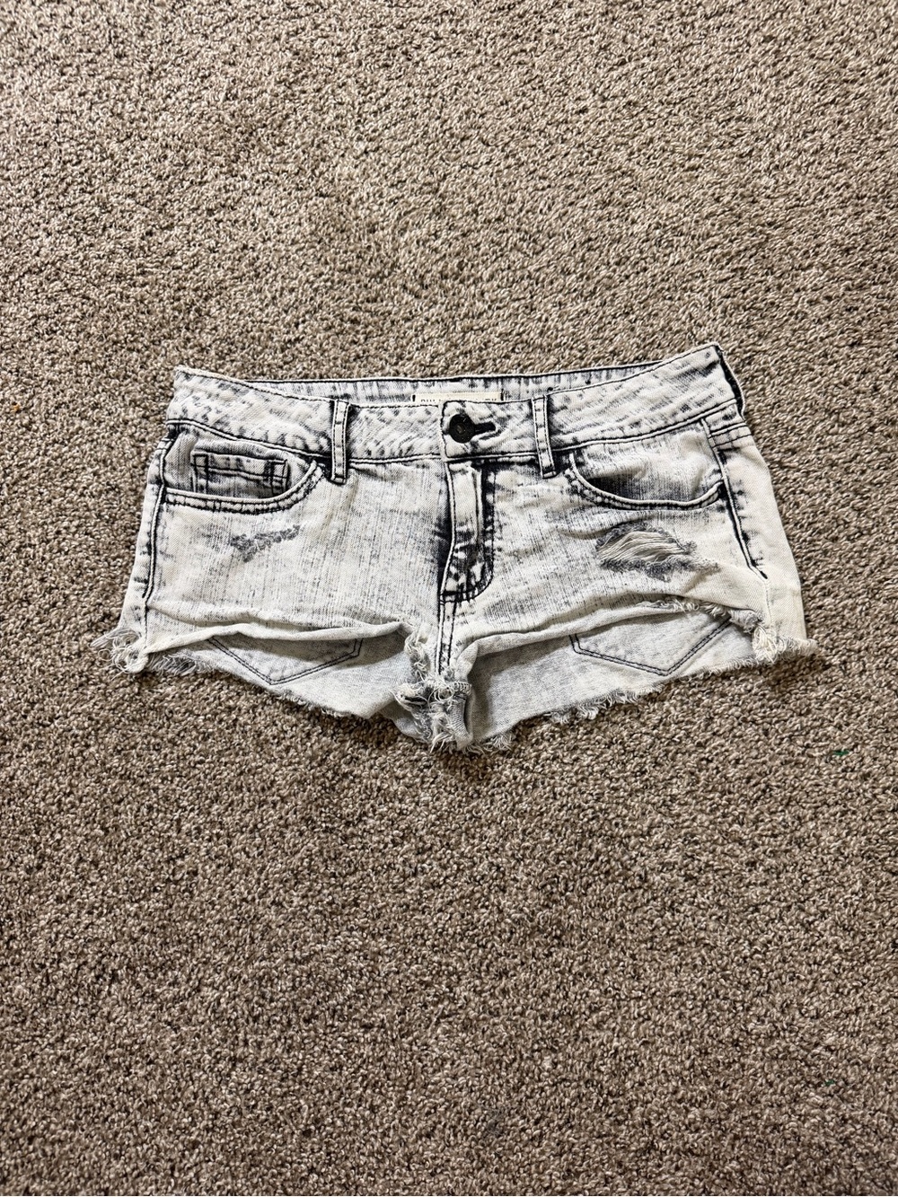 Bullhead Black Low Rise Acid Wash Micro Shorts